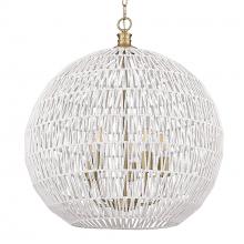  6933-5P BCB-WR - Florence BCB 5 Light Pendant in Brushed Champagne Bronze with Bleached White Raphia Rope Shade